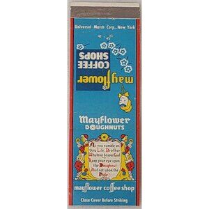 Front Strike Matchbook Cover Mayflower Coffee Shops Doughnuts w/ Location List